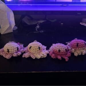 Handmade Crochet Octopus Keychain Set - Purple and Pink